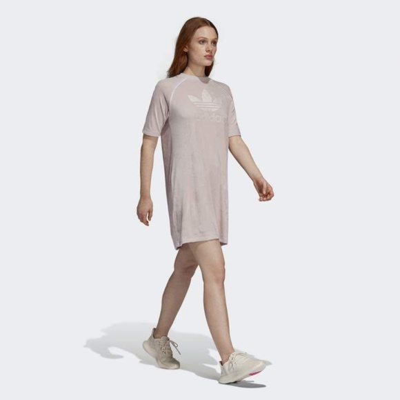 ADIDAS ORIGINALS Women's Velvet Tee Dress in Ice Purple│Size Small - Picture 14 of 17